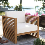 Carlsbad Teak Wood Outdoor Patio Armchair in Natural White