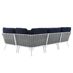 Stance Outdoor Patio Aluminum Large Sectional Sofa in White Navy