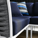 Stance Outdoor Patio Aluminum Large Sectional Sofa in White Navy