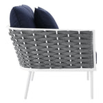 Stance Outdoor Patio Aluminum Large Sectional Sofa in White Navy