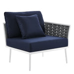 Stance Outdoor Patio Aluminum Large Sectional Sofa in White Navy