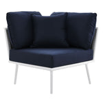 Stance Outdoor Patio Aluminum Large Sectional Sofa in White Navy