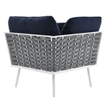 Stance Outdoor Patio Aluminum Large Sectional Sofa in White Navy