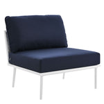 Stance Outdoor Patio Aluminum Large Sectional Sofa in White Navy