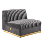 Sanguine 4-Piece Channel Tufted Performance Velvet Left-Facing Modular Sectional Sofa in Gray