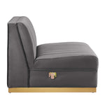 Sanguine 4-Piece Channel Tufted Performance Velvet Left-Facing Modular Sectional Sofa in Gray