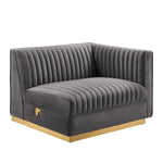 Sanguine 4-Piece Channel Tufted Performance Velvet Left-Facing Modular Sectional Sofa in Gray