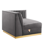 Sanguine 4-Piece Channel Tufted Performance Velvet Left-Facing Modular Sectional Sofa in Gray