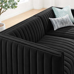 Conjure Channel Tufted Performance Velvet Loveseat in Gold Black