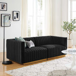 Conjure Channel Tufted Performance Velvet Loveseat in Gold Black