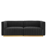 Conjure Channel Tufted Performance Velvet Loveseat in Gold Black