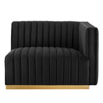 Conjure Channel Tufted Performance Velvet Loveseat in Gold Black