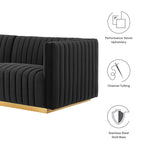 Conjure Channel Tufted Performance Velvet Loveseat in Gold Black