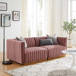 Conjure Channel Tufted Performance Velvet Loveseat in Gold Dusty Rose
