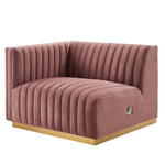 Conjure Channel Tufted Performance Velvet Loveseat in Gold Dusty Rose