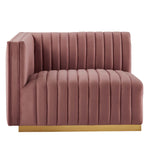 Conjure Channel Tufted Performance Velvet Loveseat in Gold Dusty Rose