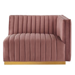 Conjure Channel Tufted Performance Velvet Loveseat in Gold Dusty Rose