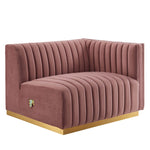 Conjure Channel Tufted Performance Velvet Loveseat in Gold Dusty Rose
