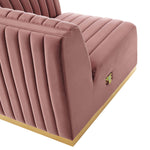 Conjure Channel Tufted Performance Velvet Loveseat in Gold Dusty Rose