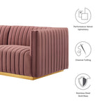 Conjure Channel Tufted Performance Velvet Loveseat in Gold Dusty Rose