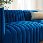 Conjure Channel Tufted Performance Velvet Loveseat in Gold Navy