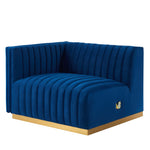 Conjure Channel Tufted Performance Velvet Loveseat in Gold Navy