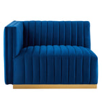 Conjure Channel Tufted Performance Velvet Loveseat in Gold Navy