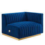 Conjure Channel Tufted Performance Velvet Loveseat in Gold Navy