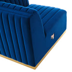 Conjure Channel Tufted Performance Velvet Loveseat in Gold Navy