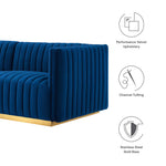 Conjure Channel Tufted Performance Velvet Loveseat in Gold Navy