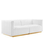 Conjure Channel Tufted Performance Velvet Loveseat in Gold White