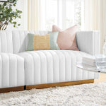 Conjure Channel Tufted Performance Velvet Loveseat in Gold White