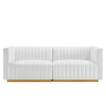 Conjure Channel Tufted Performance Velvet Loveseat in Gold White