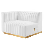 Conjure Channel Tufted Performance Velvet Loveseat in Gold White