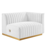 Conjure Channel Tufted Performance Velvet Loveseat in Gold White