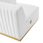 Conjure Channel Tufted Performance Velvet Loveseat in Gold White