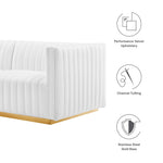 Conjure Channel Tufted Performance Velvet Loveseat in Gold White
