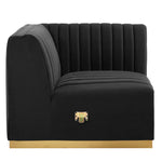 Conjure 4-Piece Channel Tufted Performance Velvet Sectional in Gold Black