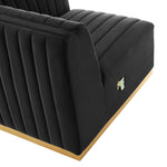 Conjure 4-Piece Channel Tufted Performance Velvet Sectional in Gold Black