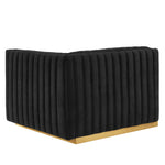 Conjure 4-Piece Channel Tufted Performance Velvet Sectional in Gold Black