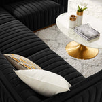 Conjure 4-Piece Channel Tufted Performance Velvet Sectional in Gold Black
