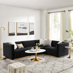 Conjure 4-Piece Channel Tufted Performance Velvet Sectional in Gold Black