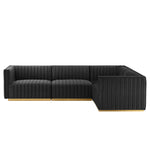 Conjure 4-Piece Channel Tufted Performance Velvet Sectional in Gold Black