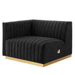 Conjure 4-Piece Channel Tufted Performance Velvet Sectional in Gold Black