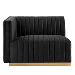 Conjure 4-Piece Channel Tufted Performance Velvet Sectional in Gold Black