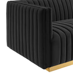 Conjure 4-Piece Channel Tufted Performance Velvet Sectional in Gold Black