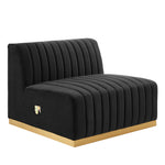 Conjure 4-Piece Channel Tufted Performance Velvet Sectional in Gold Black