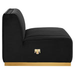 Conjure 4-Piece Channel Tufted Performance Velvet Sectional in Gold Black