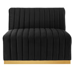 Conjure 4-Piece Channel Tufted Performance Velvet Sectional in Gold Black