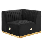 Conjure 4-Piece Channel Tufted Performance Velvet Sectional in Gold Black